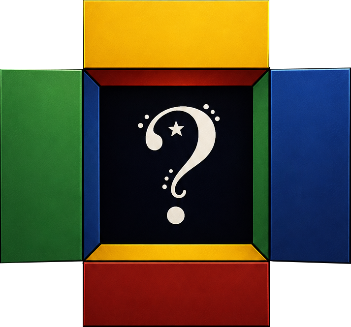 Package Roulette — open box with question mark